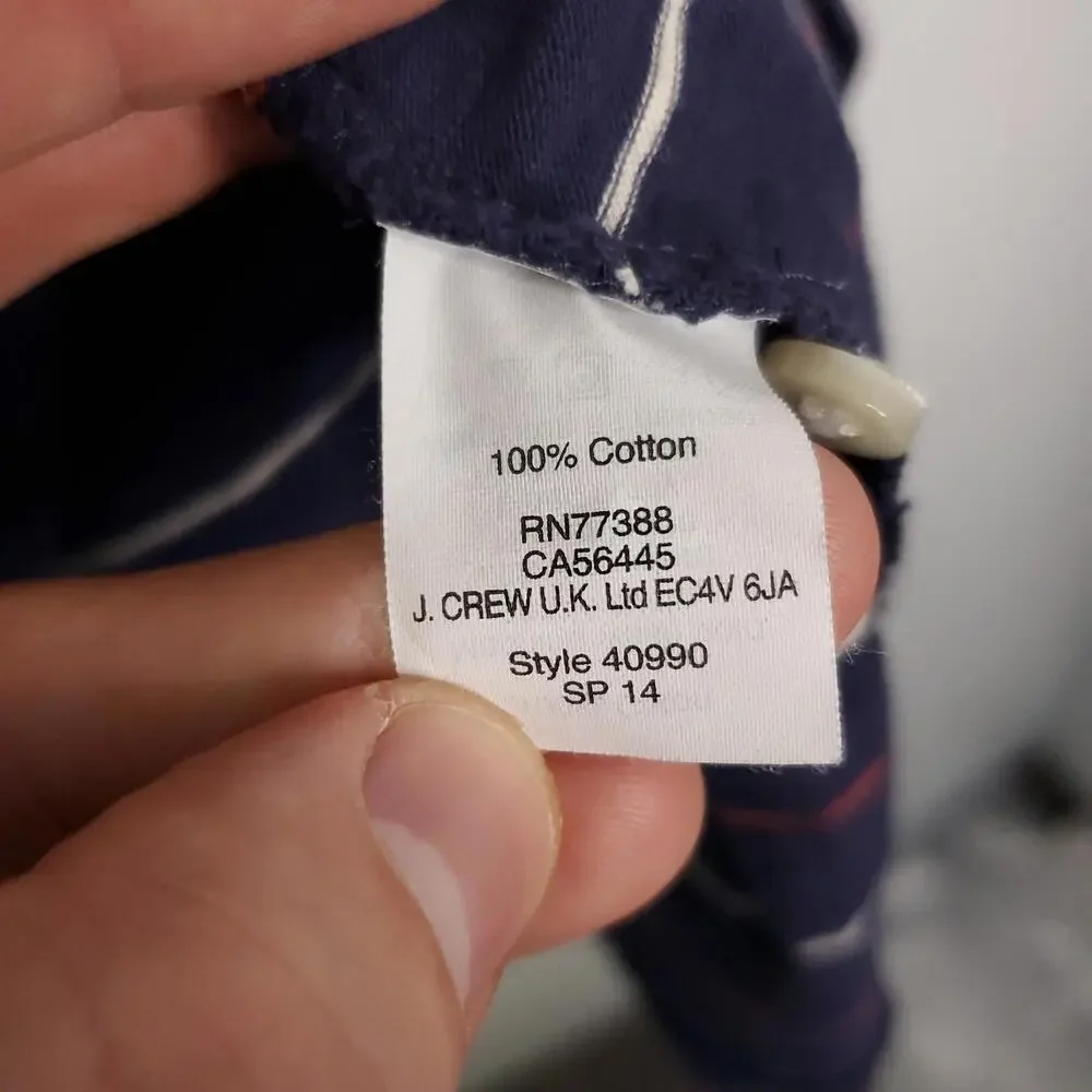 J Crew Shirt Mens Size L Golf Polo Striped Knit Cotton Preppy Office Casyal